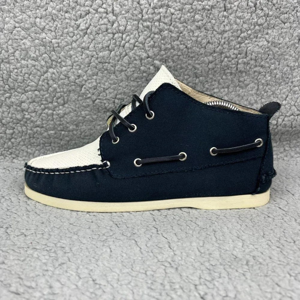 The Generic Man Boat Shoe Men 8 Navy Blue White Casual Dress Shoreman Mid Boot 4
